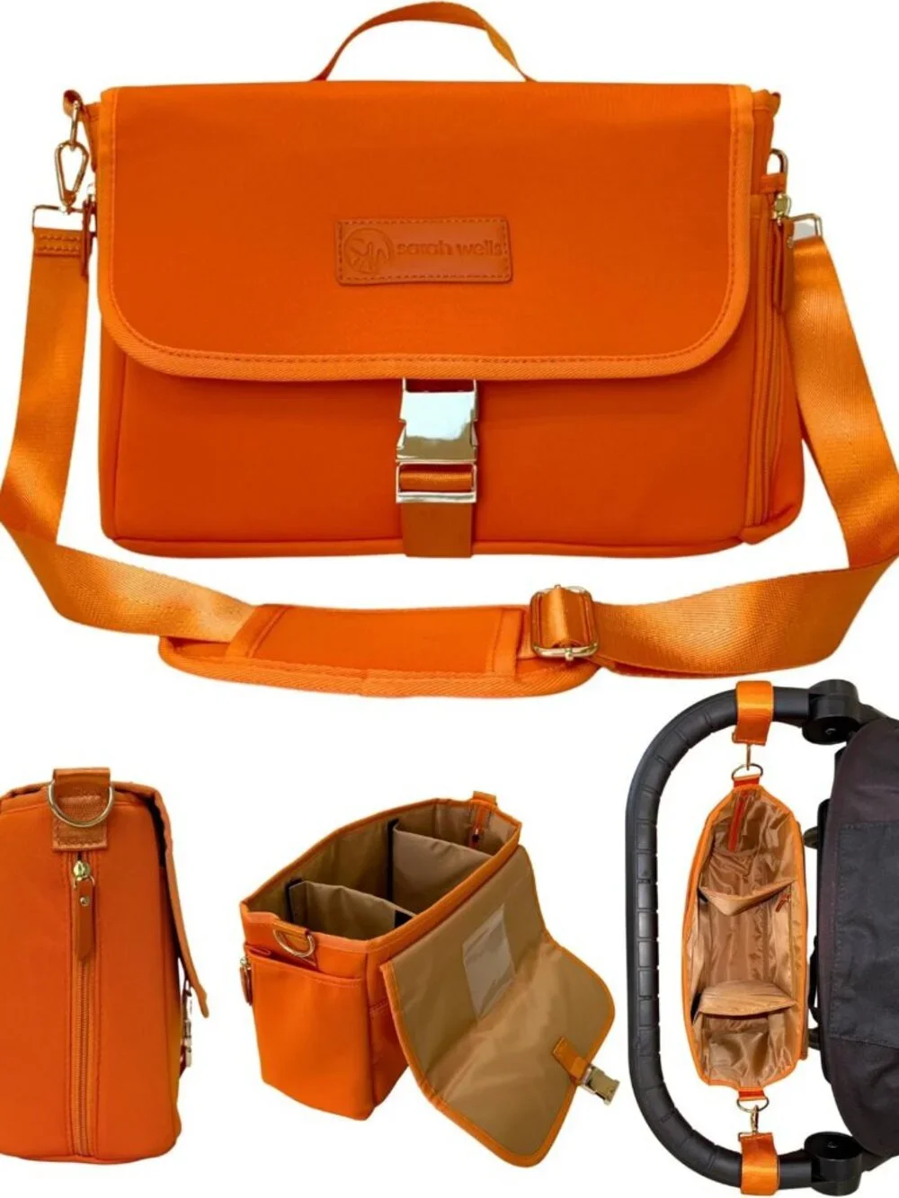 Insulated Neoprene Stroller Caddy & Pump Bag - Diaper Organizer with Crossbody